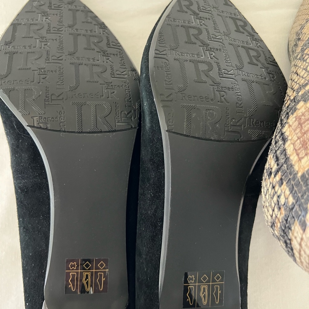 J.Renee Black Suede and Snake Print High Heels - Picture 5 of 7